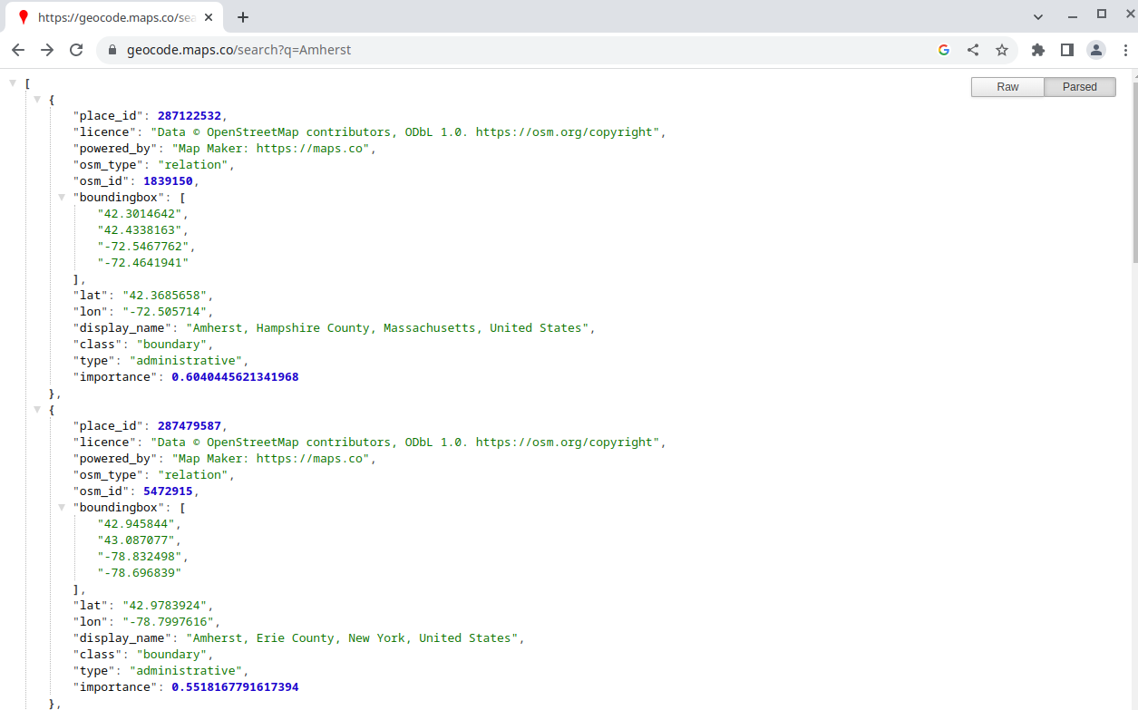 Formatted JSON